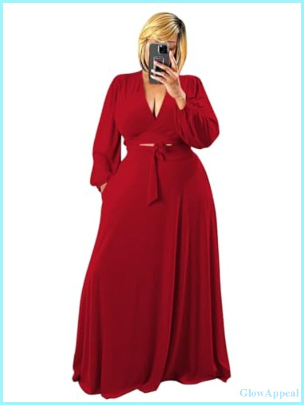 Plus Size 2 Piece Outfits Wrap Crop Top Maxi Long Dress Flowy Matching Sets